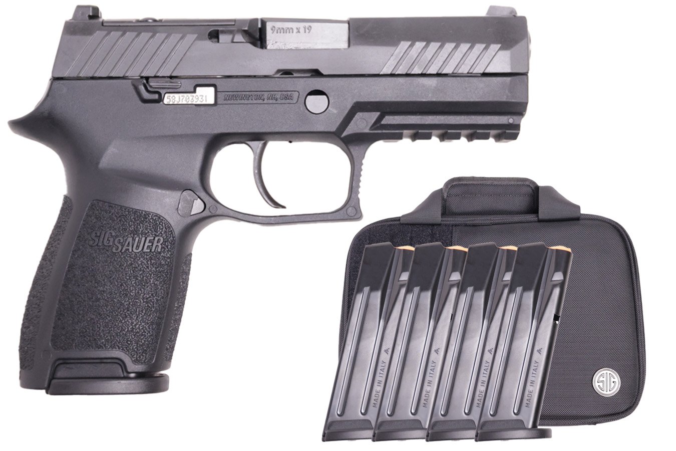Sig Sauer P320 9mm Compact Optic Ready Pistol with Five 15 Round Mags and TacPro Bag